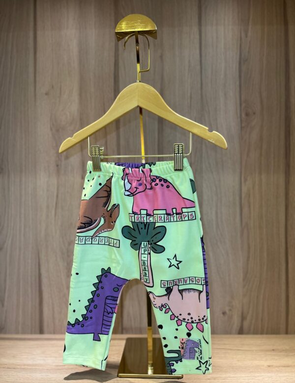 Calça em Malha Peluciada - Up Baby Dinossauro/Verde